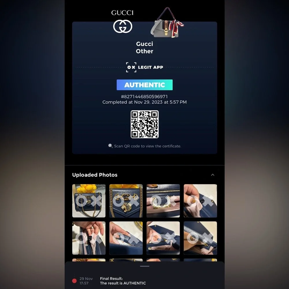 ✨Gucci Rajah Chain Shoulder Bag Leather Medium Blue Handbag Bag - Picture 14 of 16